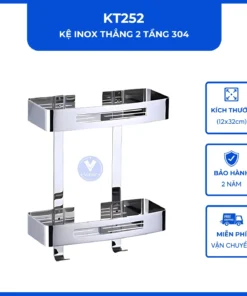 Kệ Inox Thẳng 2 Tầng 304 KT252 (12x32cm)